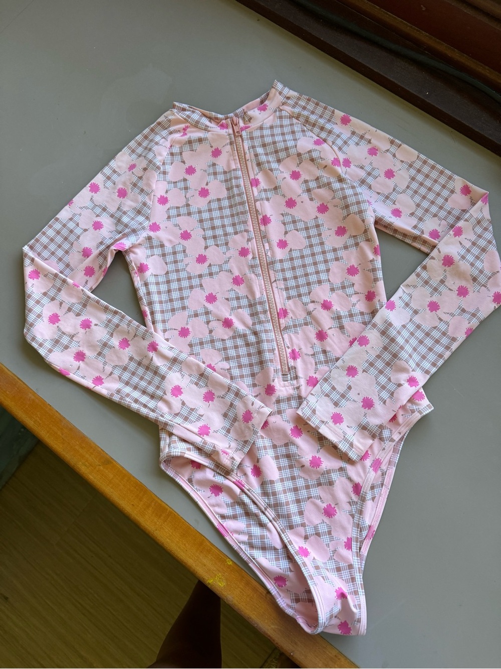 Fighting Eel Long Sleeve One Piece XS Floral Palaka Pink